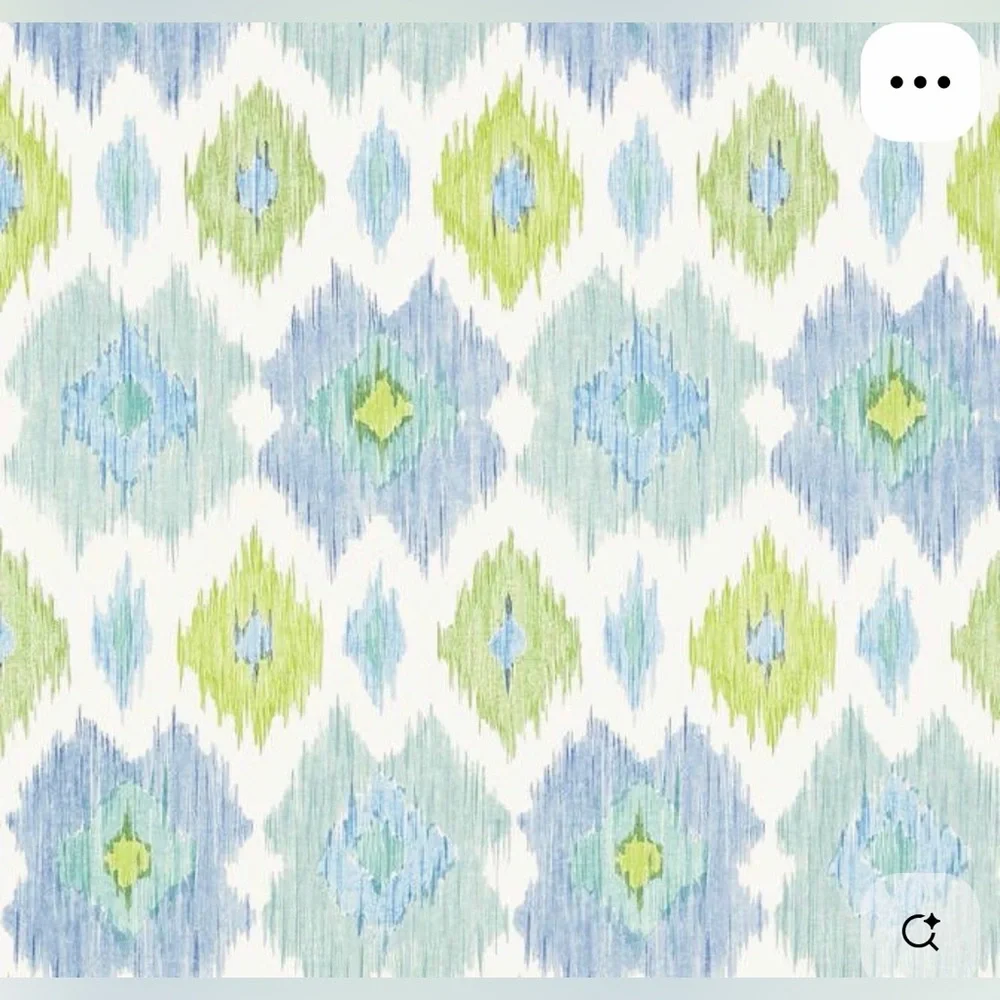 THIBAUT Bimini Ikat Blue And Green Wallpaper NEW IN PACKAGING Wallcovering